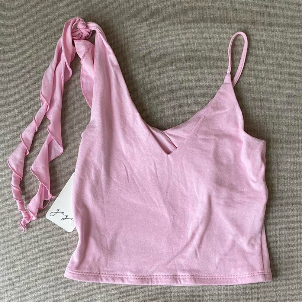 Light Pink One-Shoulder Ruffle Camisole - Picture 2 of 2